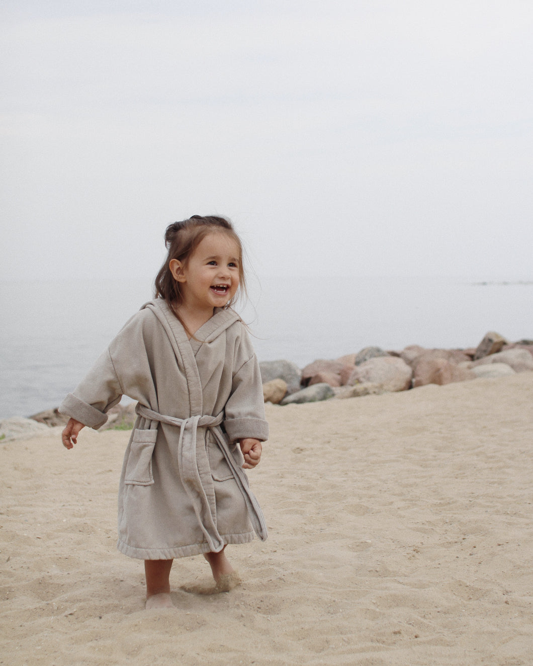 Children's bathrobe eco terry, Sand beige