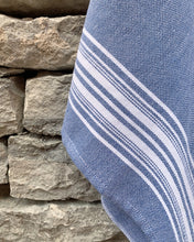 Load image into Gallery viewer, Hand- and dish towel striped, denim blue
