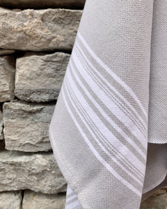 Hand- and dish towel striped, limestone