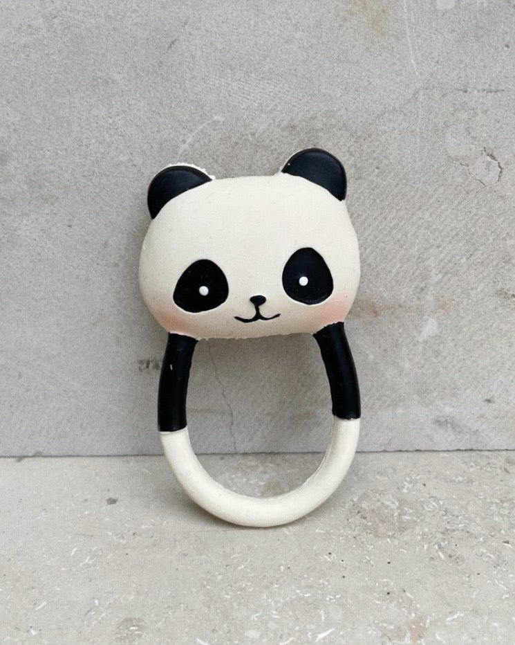 Bite toy natural rubber, panda rattle